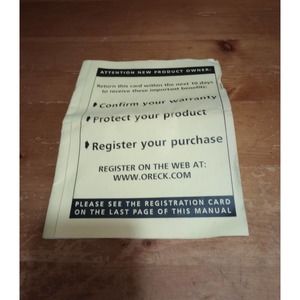 Oreck XL Upright Vacuum Cleaner XL2700RH Instruction Manual Replacement Part